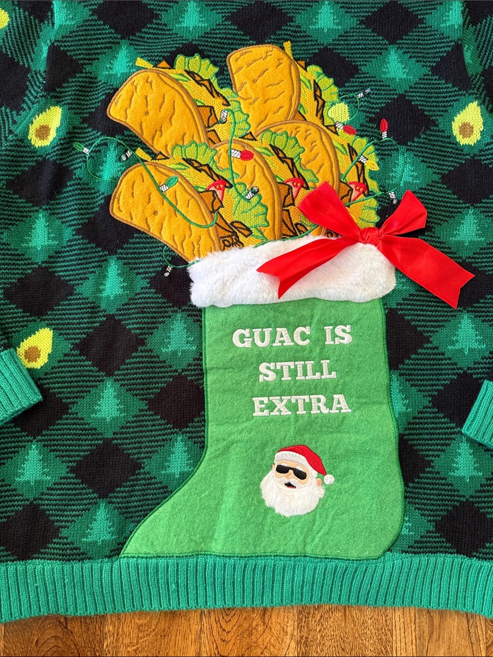 Ugly Christmas Sweater Taco Avocado Guac Blizzard Bay Light Up Holiday Party L - Picture 3 of 15